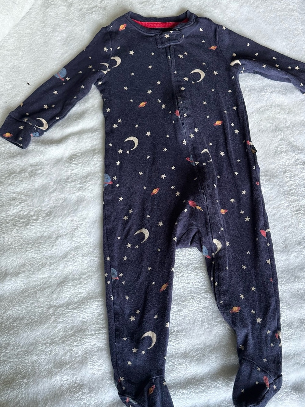 GAP Navy Space-Print Footed One-Piece Pajamas